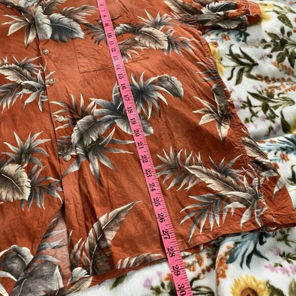 Van Heusen Hawaiian Shirt Mens XL Washable Rayon Orange Summer - Picture 5 of 5